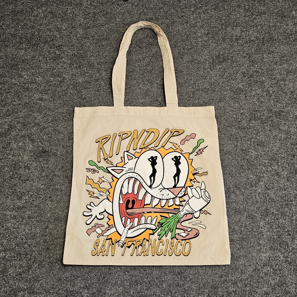 Ripndip Cream Tote with Colorful Graphic